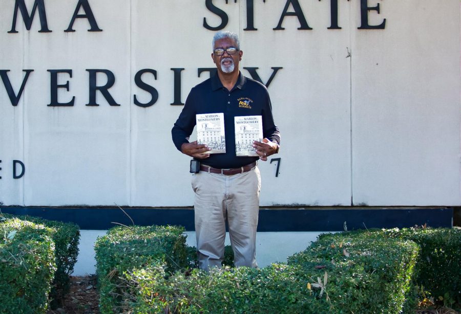 Releasing his second book in November of 2020, alumnus Joseph D. Caver displays copies of his book, From Marion to Montgomery: The Early Years of Alabama State University, 1867-1925 that are available for purchase on multiple platforms, and hopefully exclusive access to Alabama State University students.
