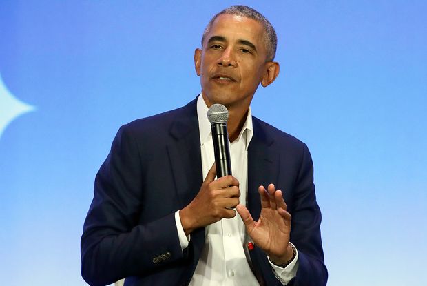 Former President Barack Obama speaking at the My Brothers Keeper Alliance Summit in Oakland, Calif., in February 2019. 