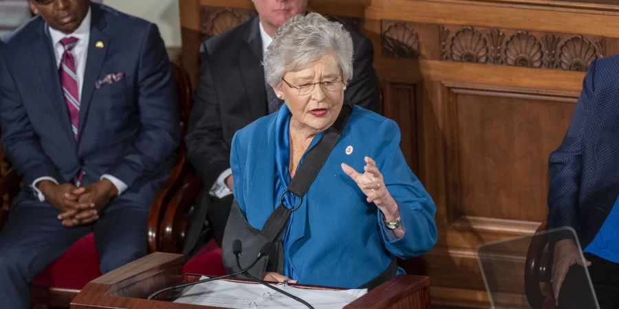 Gov. Kay Ivey gives the State of the State Address to a joint session of the Alabama Legislature on Feb. 4, 2020, in the old house chamber of the Alabama State Capitol in Montgomery, Ala.

Vasha Hunt - AP