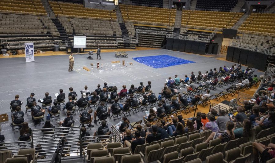 Middle and high school students in the state of Alabama assembled in the Acadome to learn the rules for the competition.
