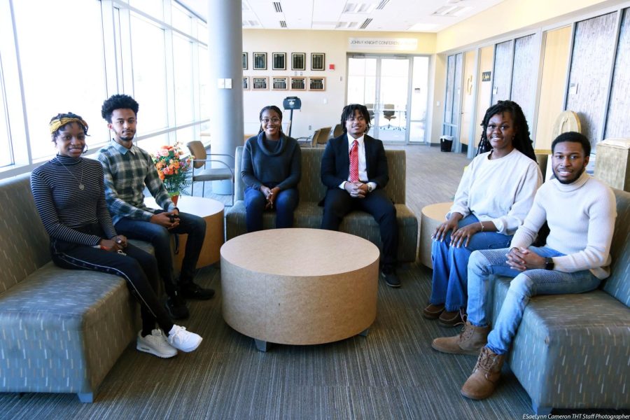 The 2021-22 Editorial Board consists of (L-R) Brionna McCall, University News Editor, Ephrem Tilahun, Managing Editor, Aaliyah Jordan, Executive Assistant, Kendal Manns, Sports Editor, Tammia Jacobs, Lifestyles Editor and Darian Howell A & E Lead Reporter.