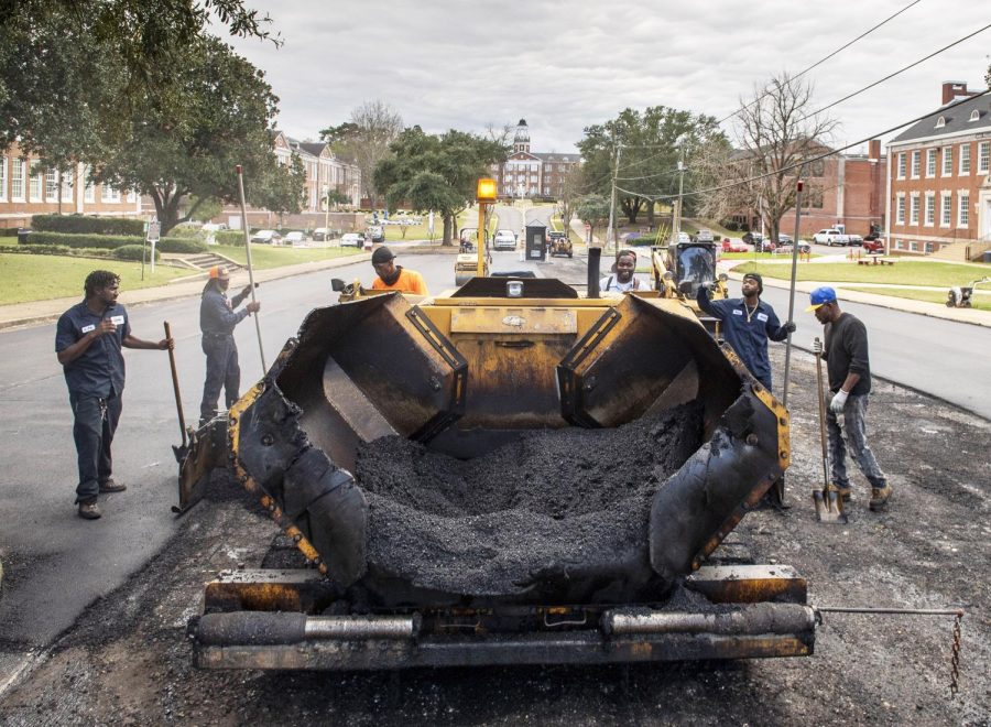 The parking lots in front of William Hopper Councill Hall, John William Beverly Hall and George Hubert Lockhart Gymnasium are being repaved and restriped.  Tullibody Drive is also being repaved.