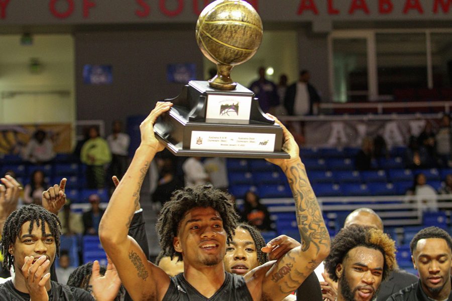 Alabama State University Men’s Basketball team won the second Bridge Builders Classic trophy by defeating the Alabama A&M University Men’s Basketball team.