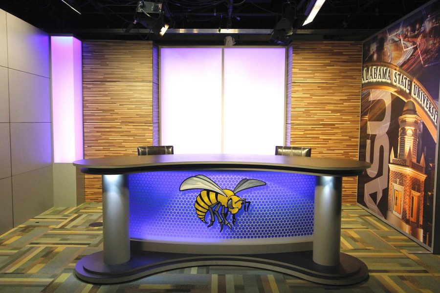 The new set is designed uniquely for Alabama State University’s students who are interested in learning broadcast journalism and for those who are interested in becoming anchors as well as the technical parts of producing a television show.