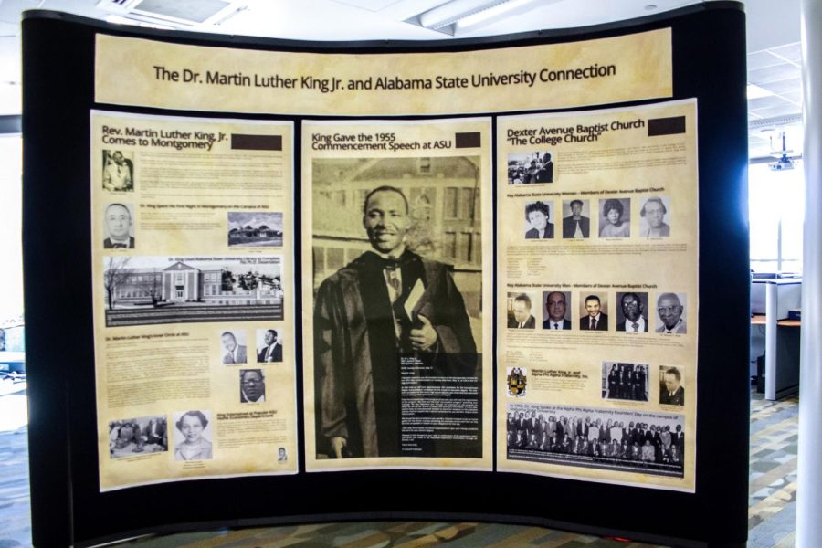 The Martin Luther King Jr. Exhibit can be seen on the first floor of the Levi Watkins Learning Center.  The exhibit displays the various interactions that Martin Luther ing Jr. had with the university while residing in Montgomery, Alabama.