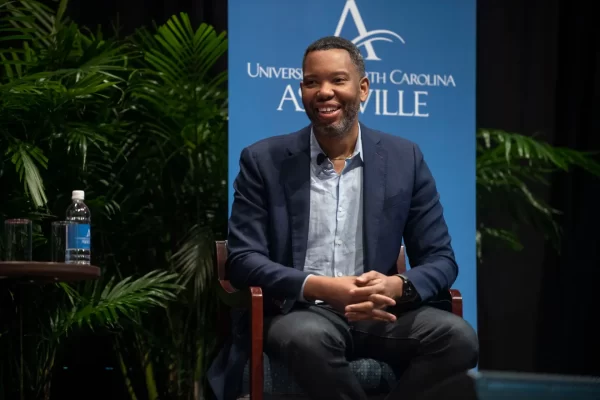 Author Ta-Nehisi Coates is presented with the 2023 Fitzgerald Prize for Literary Excellence on Sept. 22 in Ralph David Abernathy Hall.