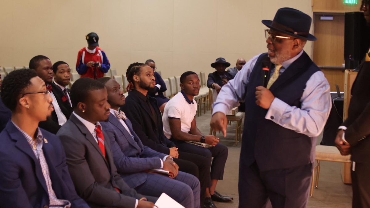 Alabama State University male students listened carefully as the guest speaker, Keith L. Brown, encouraged them to become scholars and recognize their worth and to strive for excellence.