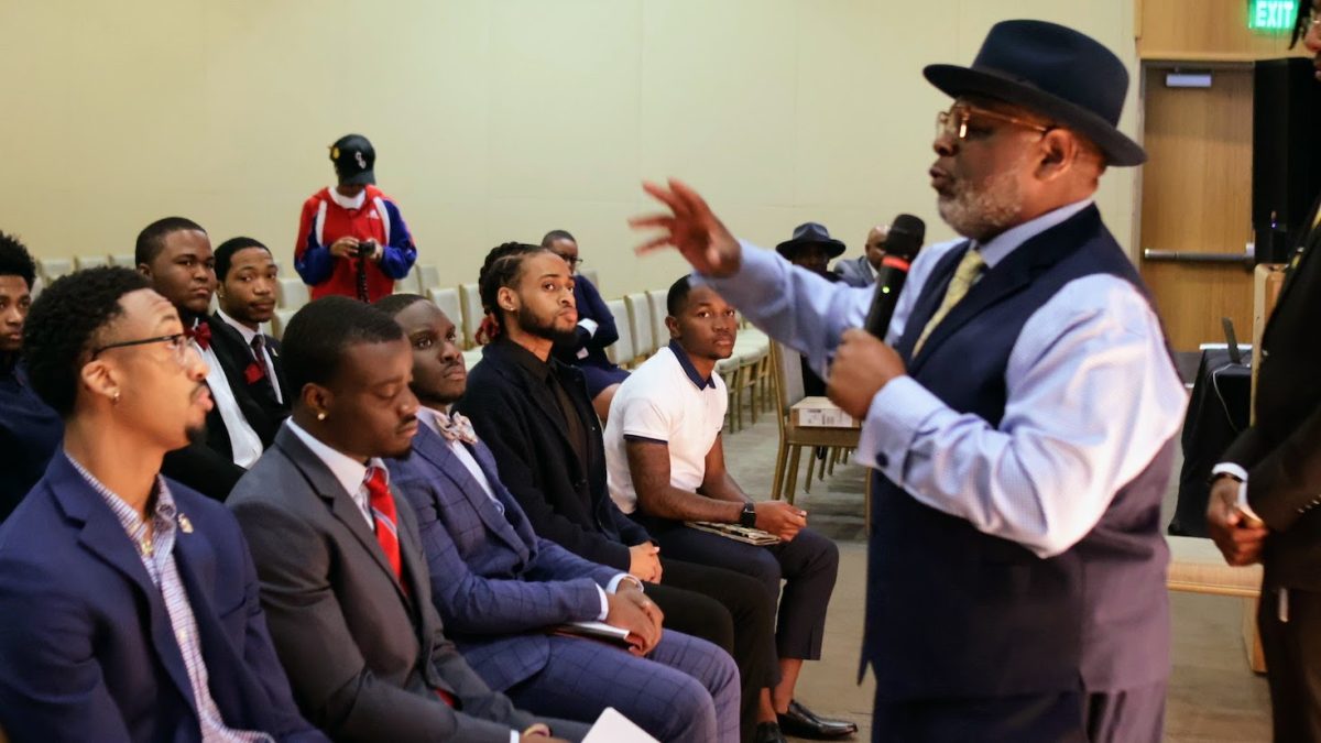 Alabama State University male students listened carefully as the guest speaker, Keith L. Brown, encouraged them to become scholars and recognize their worth and to strive for excellence.