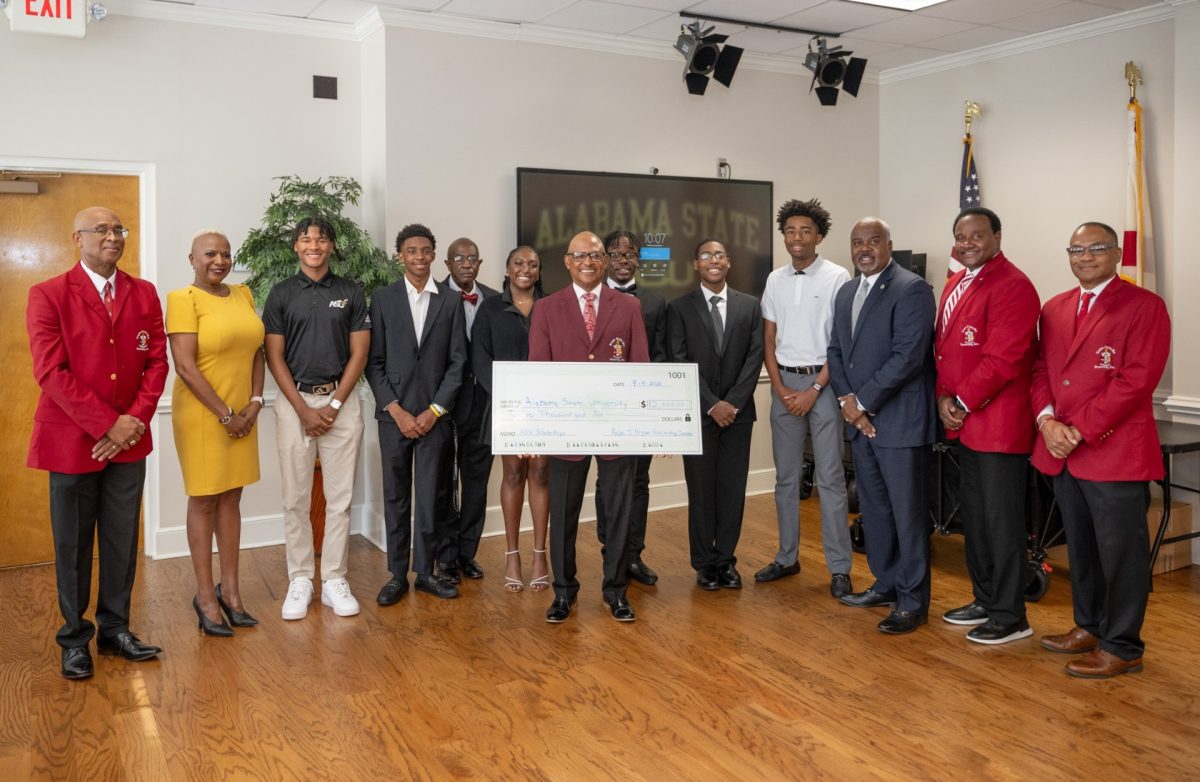 The presentation of the Ralph D. Bryson Scholarship was attended by the scholarship recipients, members of the Montgomery chapter of Kappa Alpha Psi Fraternity, Inc. and members of the university’s leadership.