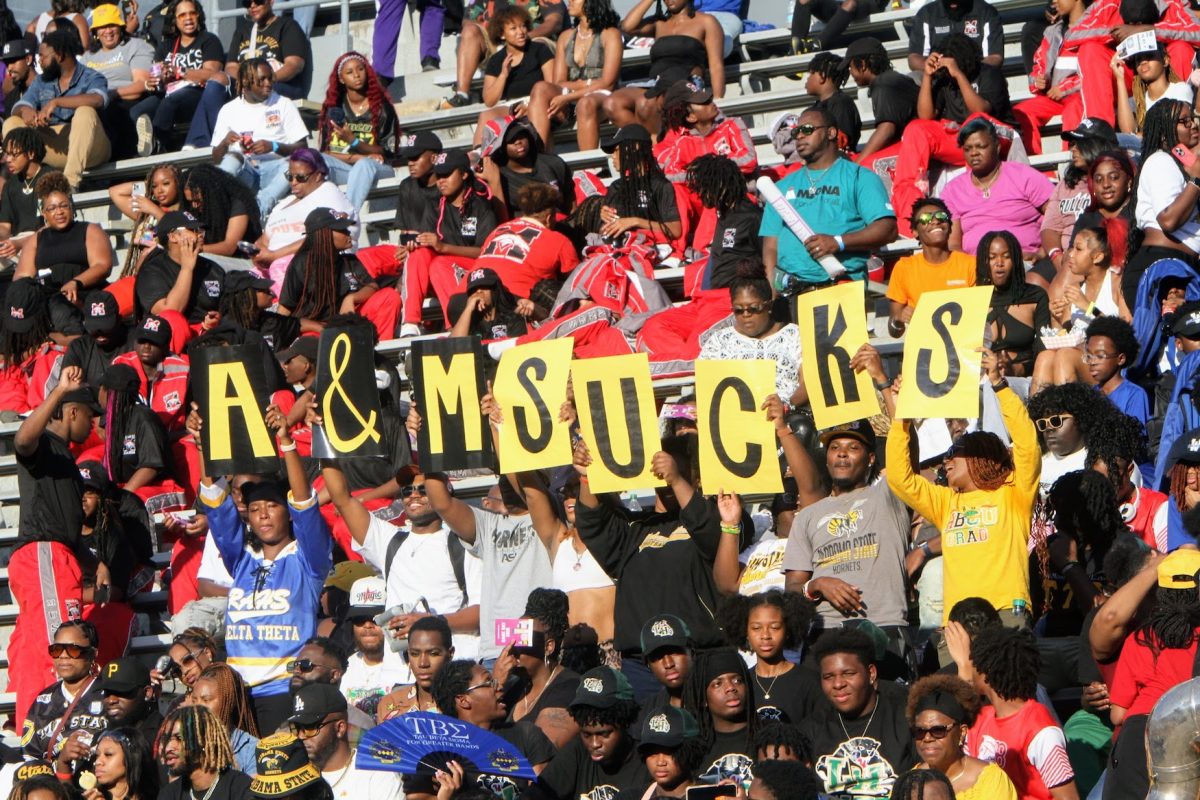 During the 83rd Magic City Classic, students from Alabama State University displayed who they wanted to win the classic football game.