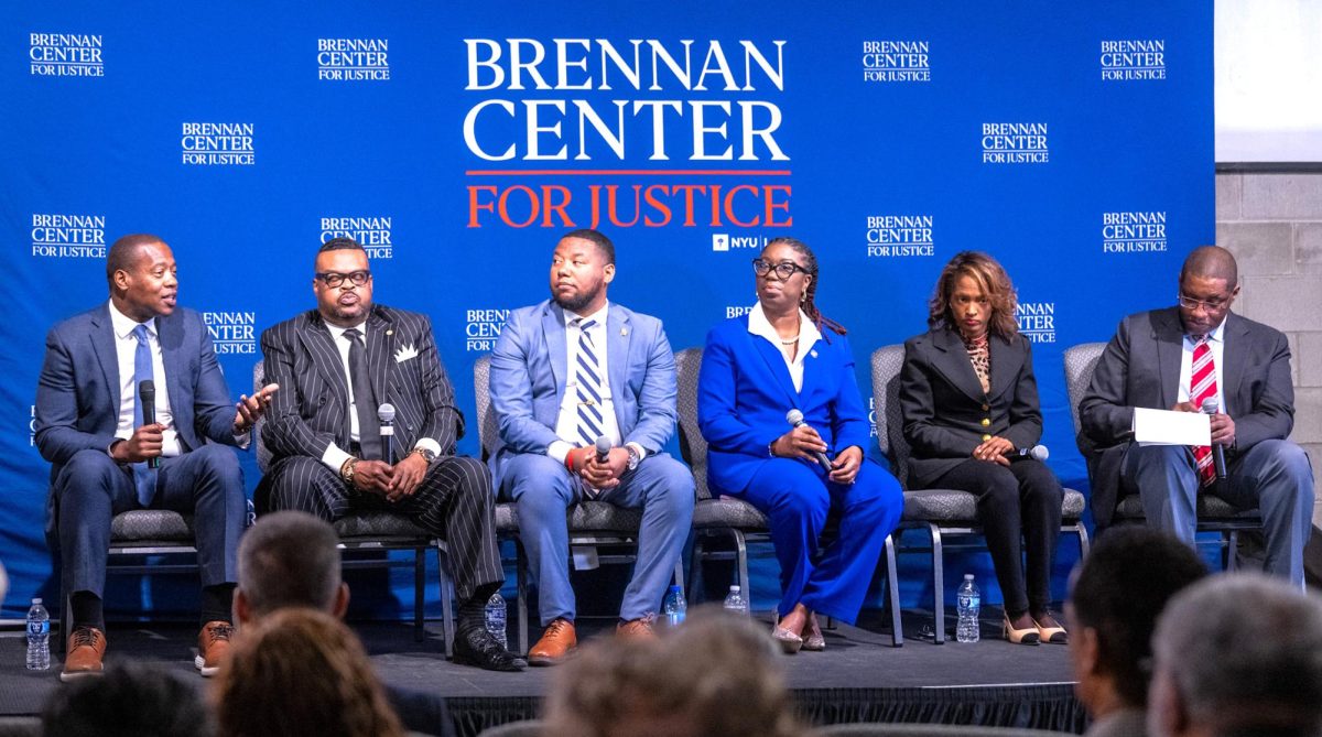 (L-R) Anthony Daniels, Alabama State Representative; Kabir Karriem, Mississippi State Representative; Robert Stewart, Alabama State Senator; Charlene Oliver, Tennessee State Senator; Joy Walters, Louisiana State Representative; and Kareem Crayton, moderator and vice president of the Brennan Center for Justice, Washington, D.C. served as panelist for the Southern states strategy discussion. 