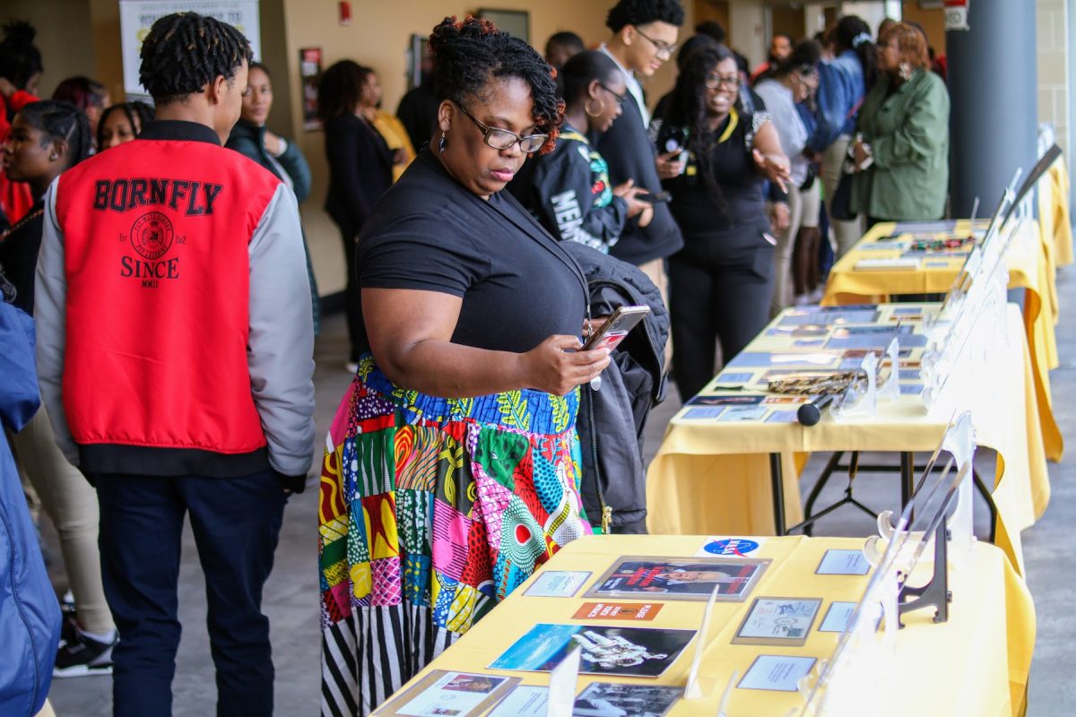 Hundreds of students stopped by the Traveling Black History Museum that was located in the John Garrick Hardy Center examining the different displays and artifacts that were invented by African Americans.