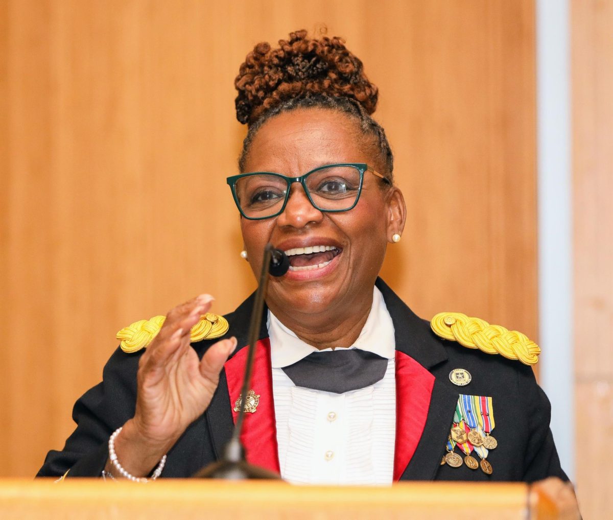 Retired Col. Teresa A. Townsend delivered the keynote address during the first Military Ball.