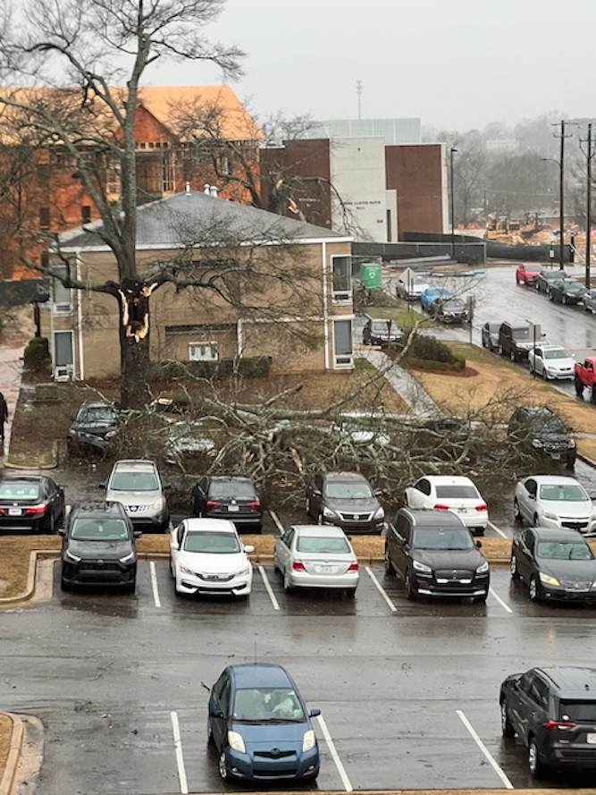 Residents surprised as severe storm ravages residence halls and Greek plots